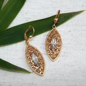 Catherine Popesco Earrings, Filigree Vintage Earrings, Marquis Crystal, NWT